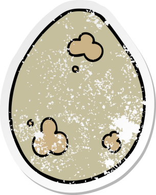 Bir insan tarafından çizilmiş karikatür yumurtasının sıkıntılı etiketi.