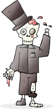 Bir insan tarafından çizilmiş serbest çizim havalı bir zombi çizgi filmi.