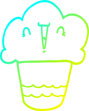 Bir insan tarafından çizilmiş soğuk gradyan bir çizgi film keki çizimi