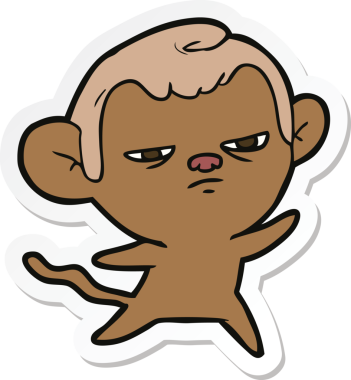 Bir insan tarafından çizilmiş sinir bozucu bir maymunun çıkartması.