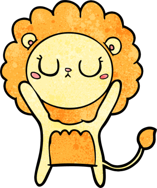 Bir insan tarafından çizilmiş çizgi film aslanı.