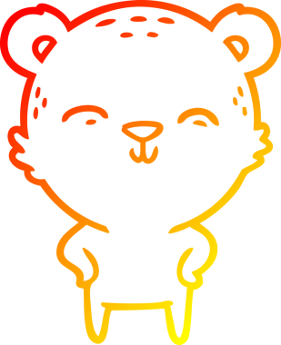 Mutlu bir çizgi film ayısının insan tarafından çizilmiş kalçaları üzerindeki sıcak çizgi çizimi.