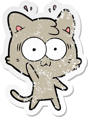 Bir karikatür çıkartması bir insan tarafından çizilmiş kediye şaşırttı.