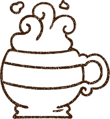 Bir insan tarafından çizilmiş kahve kupası kömürü.