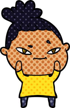 Bir insan tarafından çizilmiş karikatür kadın.