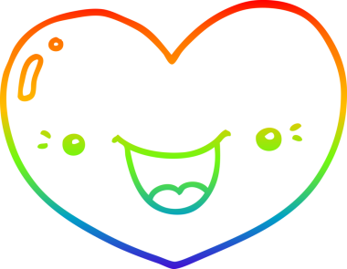 gökkuşağı gradyan çizgi çizimi bir insan tarafından çizilmiş aşk kalp karakteri