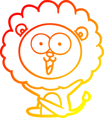 Bir insan tarafından çizilmiş mutlu çizgi film aslanının sıcak çizgi çizimi