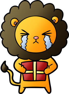 Bir insan tarafından çizilmiş, ağlayan bir aslan.