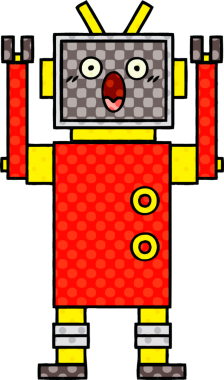 bir insan tarafından çizilmiş bir robotun çizgi roman tarzı