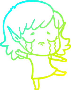 Bir insan tarafından çizilmiş, ağlayan bir elf kızı çizimi.