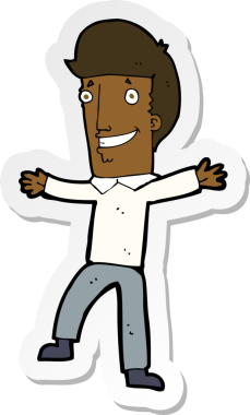 Bir insan tarafından çizilmiş mutlu bir adamın çıkartması.