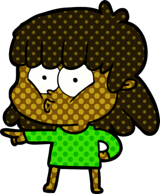 Bir insan tarafından çizilmiş ıslık çalan kız.