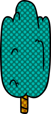 İnsan eliyle çizilmiş karikatür, tek yeşil ağaç.