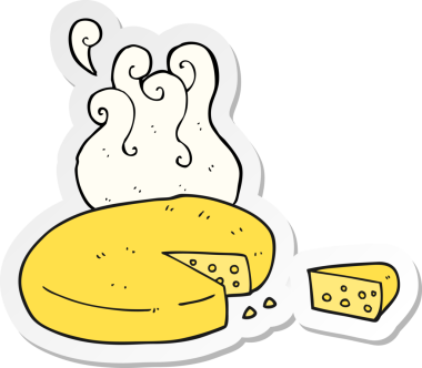 Bir insan tarafından çizilmiş karikatür peynirinin çıkartması.