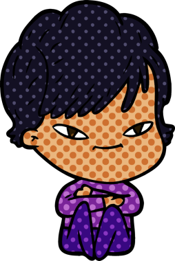 Bir insan tarafından çizilmiş mutlu bir kadın.