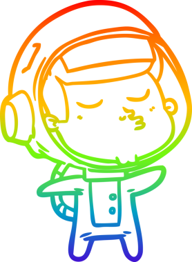 gökkuşağı gradyan çizimi bir çizgi insan tarafından çizilmiş kendinden emin astronot