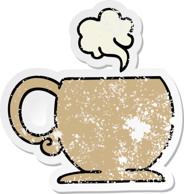 Bir insan tarafından çizilmiş garip bir el çizimi sıcak içecek.