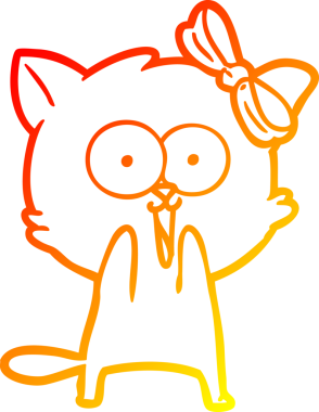 Bir insan tarafından çizilmiş çizgi film kedisinin sıcak çizgi çizimi