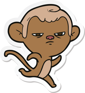 Bir insan tarafından çizilmiş çizgi film maymununun çıkartması.