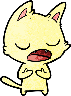 Bir insan tarafından çizilmiş konuşan kedi çizgi filmi.