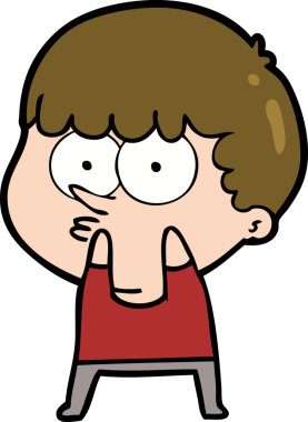 Bir insan tarafından çizilmiş meraklı bir çocuk.