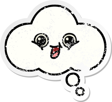 Bir insan tarafından çizilmiş tatlı bir çizgi film düşünce balonunun sıkıntılı çıkartması.