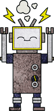 Bir insan tarafından çizilmiş bir robotun retro grunge dokusu