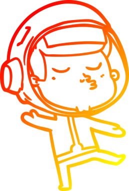 Bir insan tarafından çizilmiş kendinden emin bir astronotun sıcak çizgi çizimi