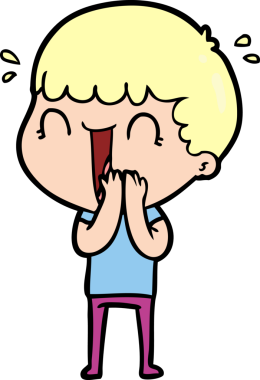 Bir insan tarafından çizilmiş gülen karikatür adam.