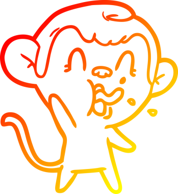 İnsan tarafından çizilmiş çılgın bir çizgi maymunun sıcak çizgi çizimi