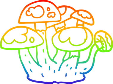 gökkuşağı gradyan çizgi çizimi bir insan tarafından çizilmiş mantarlar