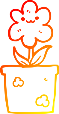 Bir insan tarafından çizilmiş karikatür ev bitkisinin sıcak çizgi çizimi