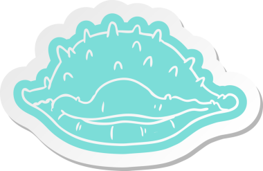 Bir insan tarafından çizilmiş deniz kabuğunun karikatür etiketi.