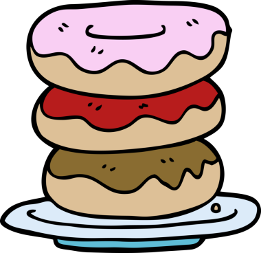 Bir insan tarafından çizilmiş bir tabak çörek.