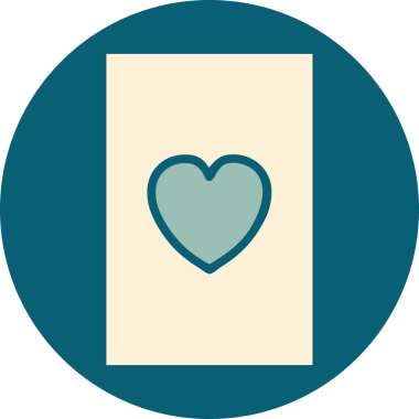 Bir insan tarafından çizilmiş kupa asının ikonik dövme şekli.