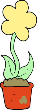 Bir insan tarafından çizilmiş sevimli karikatür çiçeği.