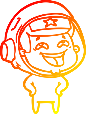 Bir insan tarafından çizilmiş gülen astronotun sıcak çizgi çizimi