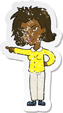 Bir insan tarafından çizilmiş karikatür kadının gerilmiş çıkartması.