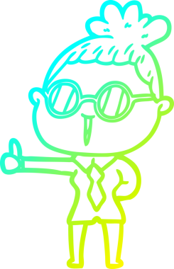 Bir insan tarafından çizilmiş gözlüklü bir karikatür kadın çizimi.