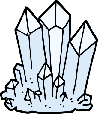 Bir insan tarafından çizilmiş el çizimi karikatür doğal kristaller.