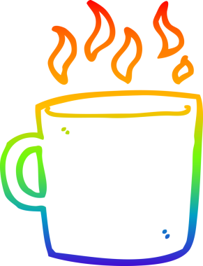 gökkuşağı gradyan çizgisi bir insan tarafından çizilmiş sıcak kahve fincanı