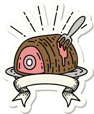 Bir insan tarafından çizilmiş dövme stili biftek etiketi.