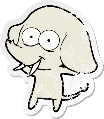 Bir insan tarafından çizilmiş mutlu bir filin sıkıntılı çıkartması.