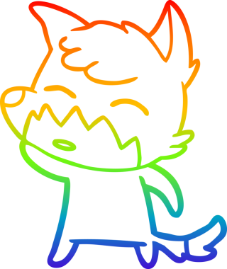 gökkuşağı gradyanı çizimi bir insan tarafından çizilmiş tilki çizgi filmi