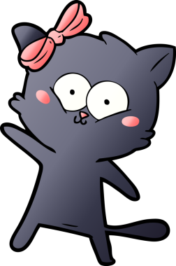 Bir insan tarafından çizilmiş çizgi film kedisi.