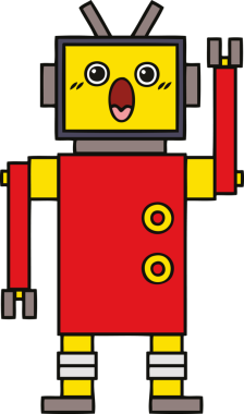 Bir insan tarafından çizilmiş sevimli bir robot karikatürü.