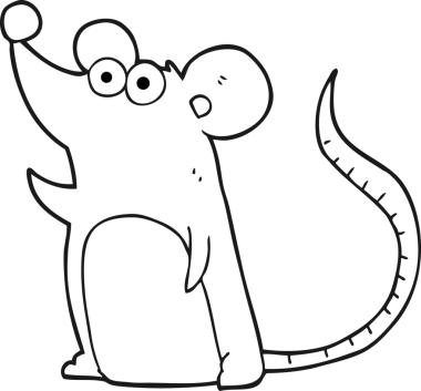 Bir insan tarafından çizilmiş siyah beyaz çizgi film faresi