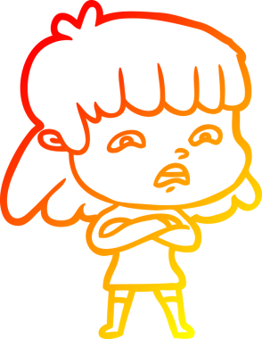 İnsan tarafından çizilmiş endişeli bir karikatür çizimi.