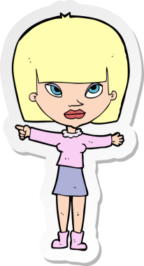 Bir insan tarafından çizilmiş bir karikatür kadının çıkartması.