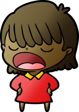 Çizgi filmdeki kadın bir insan tarafından yüksek sesle çizilmiş.